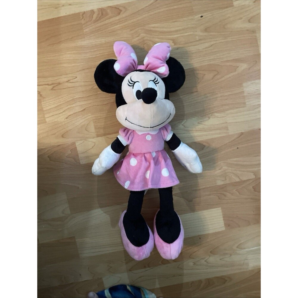 Disney Just Play Minnie Mouse Plush 18" Pink Polka Dot Dress Stuffed Animal Toy